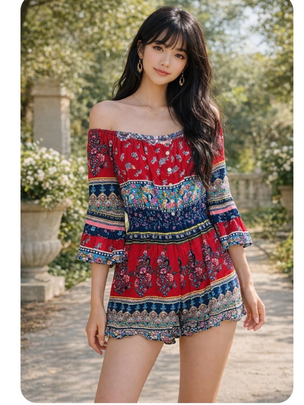 Patrons of Peace boho shorts one piece romper size medium